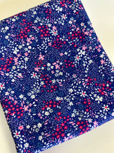 Load image into Gallery viewer, Ready to Ship Bullet fabric Purple Mini Floral makes great bows, head wraps, bummies, and more.