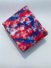 Load image into Gallery viewer, Ready to Ship Bullet Fourth of July Patriotic Smoky Paint Splat makes great bows, head wraps, bummies, and more.