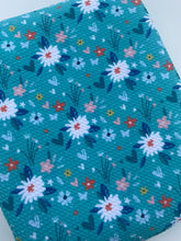 Load image into Gallery viewer, Pre-Order Bullet, DBP, Velvet and Rib Knit fabric Summer Floral w/Hearts &amp; Butterflies makes great bows, head wraps, bummies, and more.