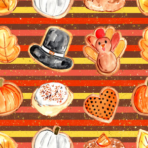 Pre-Order Striped Turkey Mix Thanksgiving Bullet, DBP, Rib Knit, Cotton Lycra + other fabrics