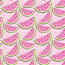 Load image into Gallery viewer, Pre-Order Bullet, DBP, Velvet and Rib Knit fabric Striped Summer Watermelon Food makes great bows, head wraps, bummies, and more.