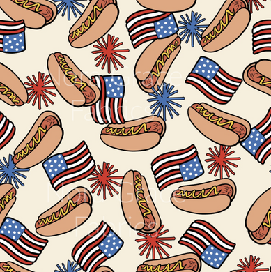 Pre-Order Fourth of July BBQ Food Bullet, DBP, Rib Knit, Cotton Lycra + other fabrics