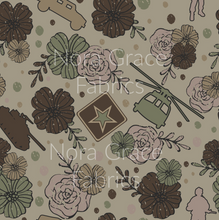 Load image into Gallery viewer, Pre-Order Floral Army Men Career Bullet, DBP, Rib Knit, Cotton Lycra + other fabrics