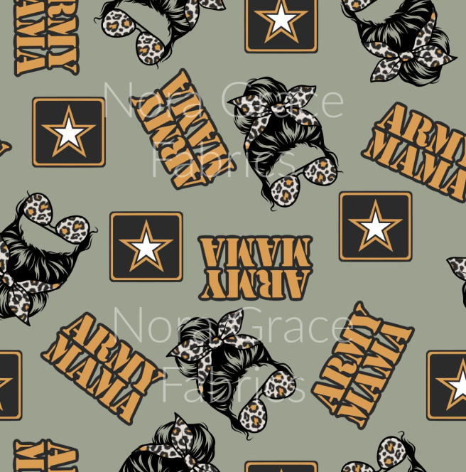 Pre-Order Army Mama Career Bullet, DBP, Rib Knit, Cotton Lycra + other fabrics
