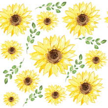 Load image into Gallery viewer, Pre-Order Bullet, DBP, Velvet and Rib Knit fabric Summer Sunflowers Floral makes great bows, head wraps, bummies, and more.