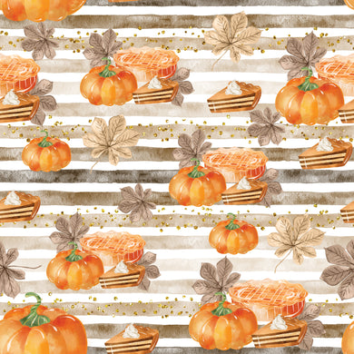 Pre-Order Striped Pie Pumpkin Thanksgiving Food Shapes Bullet, DBP, Rib Knit, Cotton Lycra + other fabrics