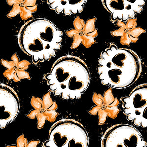 Pre-Order Bullet, DBP, Velvet and Rib Knit fabric Boujee Skulls Halloween makes great bows, head wraps, bummies, and more.
