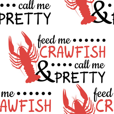 Pre-Order Bullet, DBP, Velvet and Rib Knit fabric Feed Me Crawfish & Call Me Pretty Food Title makes great bows, head wraps, bummies, and more.