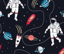 Load image into Gallery viewer, Pre-Order Astronaut in Outerspace Career Boys Print Bullet, DBP, Rib Knit, Cotton Lycra + other fabrics