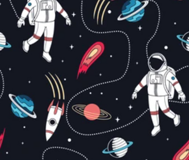 Pre-Order Astronaut in Outerspace Career Boys Print Bullet, DBP, Rib Knit, Cotton Lycra + other fabrics