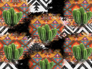 Ready to Ship DBP Fabric Aztec Western Cactus Floral makes great bows, head wraps, bummies, and more.