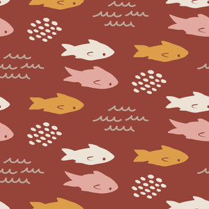 Pre-Order Boho Retro Fish Animals Boy Print Bullet, DBP, Rib Knit, Cotton Lycra + other fabrics