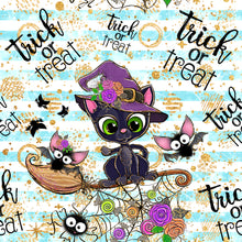 Load image into Gallery viewer, Pre-Order Striped Trick or Treat Halloween Animals Bullet, DBP, Rib Knit, Cotton Lycra + other fabrics
