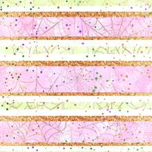 Load image into Gallery viewer, Pre-Order Bullet, DBP, Velvet and Rib Knit fabric Striped Pink Green Halloween Webs Shapes makes great bows, head wraps, bummies, and more.