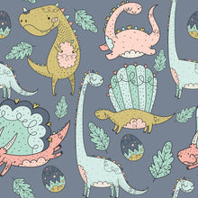 Load image into Gallery viewer, Pre-Order Happy Dinosaurs Animals Boy Prints Bullet, DBP, Rib Knit, Cotton Lycra + other fabrics