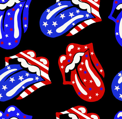 Pre-Order Bullet, DBP, Velvet and Rib Knit fabric Fourth of July Lips w/Black Bands Shapes makes great bows, head wraps, bummies, and more.