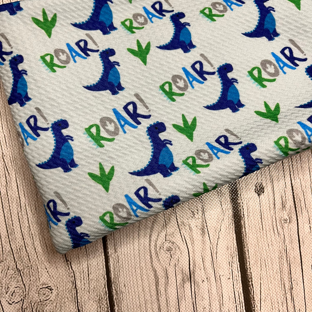 Pre-Order Blue Roar Dinosaur Animals Boy Print Bullet, DBP, Rib Knit, Cotton Lycra + other fabrics