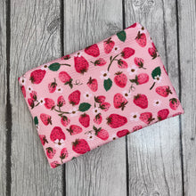 Load image into Gallery viewer, Pre-Order Bullet, DBP, Velvet and Rib Knit fabric Strawberry Fields Food Floral Shape Bundles makes great bows, head wraps, bummies, and more.