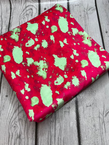 Pre-Order Bullet, DBP, Velvet and Rib Knit fabric Hot Pink and Hot Green Paint Splat makes great bows, head wraps, bummies, and more.