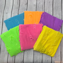 Load image into Gallery viewer, Ready to Ship Neon Distressed Fabric makes great bows, head wraps, bummies, and more.