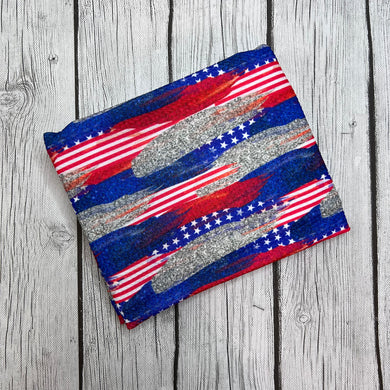 Pre-Order Bullet, DBP, Velvet and Rib Knit fabric Fourth of July Patriotic Brushstrokes makes great bows, head wraps, bummies, and more.