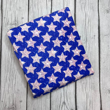 Load image into Gallery viewer, Pre-Order Bullet, DBP, Velvet and Rib Knit fabric Fourth of July Stars Faux Glitter Shapes makes great bows, head wraps, bummies, and more.