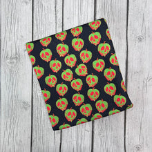 Load image into Gallery viewer, Pre-Order Bullet, DBP, Velvet and Rib Knit fabric Candy Poison Apple Halloween Food makes great bows, head wraps, bummies, and more.