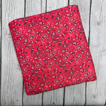 Load image into Gallery viewer, Ready to Ship Bullet Red Bandana Western makes great bows, head wraps, bummies, and more.