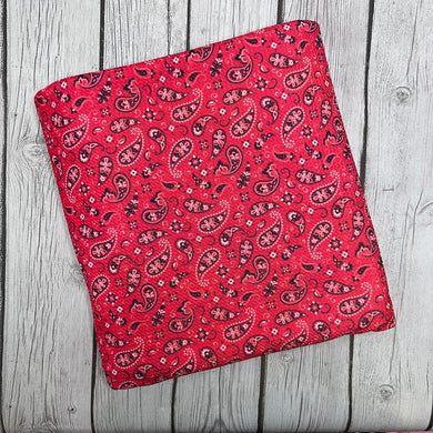 Pre-Order Bullet, DBP, Velvet and Rib Knit Red Bandana Western makes great bows, head wraps, bummies, and more.