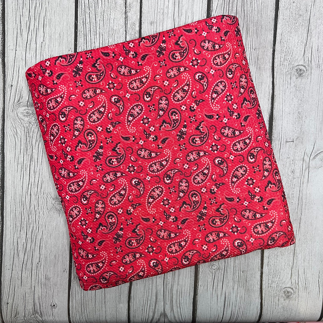 Pre-Order Bullet, DBP, Velvet and Rib Knit Red Bandana Western makes great bows, head wraps, bummies, and more.