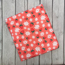 Load image into Gallery viewer, Pre-Order Bullet, DBP, Velvet and Rib Knit Fabric Daisy &amp; Strawberry Floral Food makes great bows, head wraps, bummies, and more.