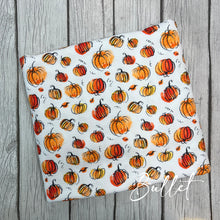 Load image into Gallery viewer, Pre-Order Halloween Fall Pumpkin Splash Bullet, DBP, Rib Knit, Cotton Lycra + other fabrics