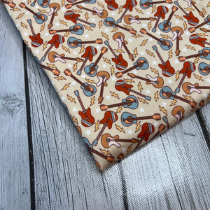 Ready to Ship DBP Vintage Guitars Boy Print makes great bows, head wraps, bummies, and more.