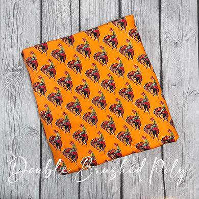 Pre-Order Bullet, DBP, Velvet and Rib Knit fabric Bucking Bronco Western Animals makes great bows, head wraps, bummies, and more.