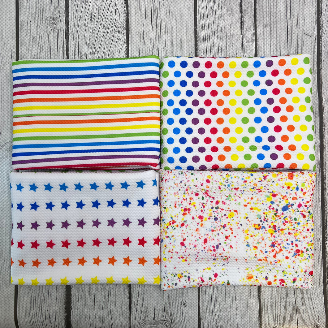 Pre-Order Rainbow Shapes Bundles Bullet, DBP, Rib Knit, Cotton Lycra + other fabrics