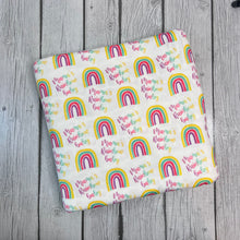 Load image into Gallery viewer, Pre-Order Bullet, DBP, Velvet and Rib Knit fabric Mama&#39;s Rainbow Baby Title Seasons makes great bows, head wraps, bummies, and more.