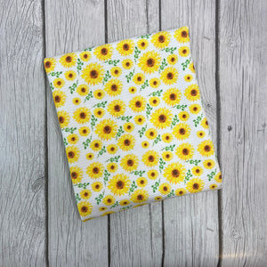 Pre-Order Bullet, DBP, Velvet and Rib Knit fabric Summer Sunflowers Floral makes great bows, head wraps, bummies, and more.