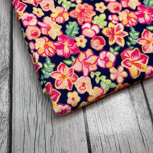 Ready to Ship Bullet Navy Tropical Floral makes great bows, head wraps, bummies, and more.