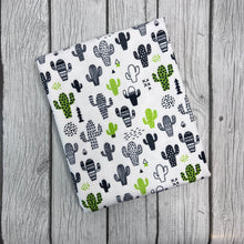 Load image into Gallery viewer, Pre-Order Bullet, DBP, Velvet and Rib Knit fabric Black, White, Green Cactus Floral makes great bows, head wraps, bummies, and more.