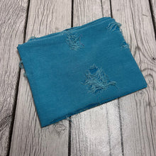 Load image into Gallery viewer, Pre-Cut Distressed Fabric Strip Neon Blue makes great bows, head wraps, and more.