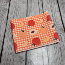 Load image into Gallery viewer, Pre-Cut Bullet Fabric Strips Gingham Peaches for headwraps, bows on nylons or clips 5.5-6x60