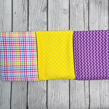 Load image into Gallery viewer, Ready to Ship Bullet fabric Bright Summer Plaid Chevron Shapes Bundles makes great bows, head wraps, bummies, and more.