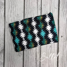 Load image into Gallery viewer, Pre-Order Teal Cheetah Aztec Western Animals Bullet, DBP, Rib Knit, Cotton Lycra + other fabrics