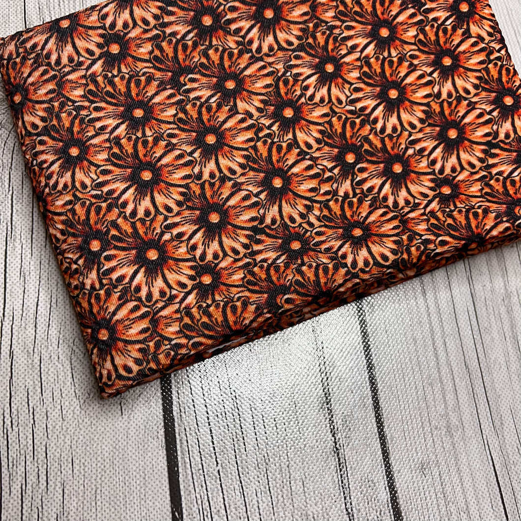 Ready to Ship Bullet fabric Cowgirl Leather Floral Western makes great bows, head wraps, bummies, and more.