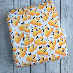Ready To Ship Bullet knit fabric Candy Corn Halloween Food makes great bows, head wraps,  bummies, and more.