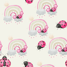 Load image into Gallery viewer, Pre-Order Ladybug Rainbows Animals Girl Print Seasons Bullet, DBP, Rib Knit, Cotton Lycra + other fabrics