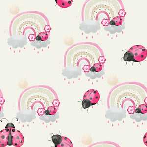 Pre-Order Ladybug Rainbows Animals Girl Print Seasons Bullet, DBP, Rib Knit, Cotton Lycra + other fabrics