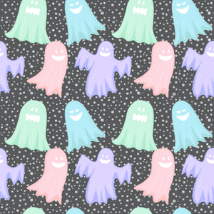 Pre-Order Bullet, DBP, Velvet and Rib Knit fabric Pastel Halloween Ghost makes great bows, head wraps, bummies, and more.