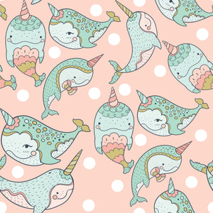 Pre-Order Pastel Narwhals Animals Bullet, DBP, Rib Knit, Cotton Lycra + other fabrics