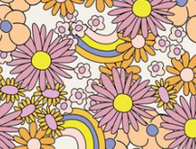 Load image into Gallery viewer, Pre-Order Retro Rainbow Floral Seasons Bullet, DBP, Rib Knit, Cotton Lycra + other fabrics